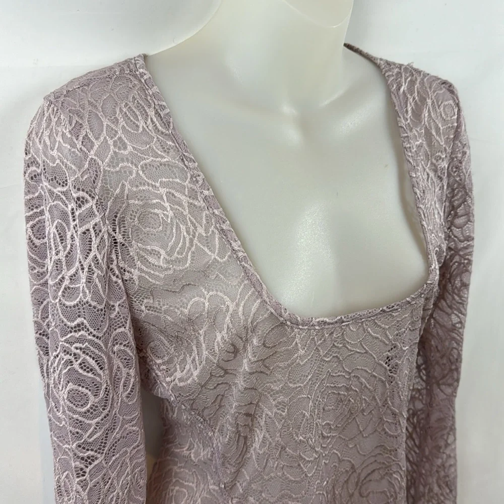 Free People Intimately in My‎ Head Sheer Lace Lilac Purple Bodysuit Size M - NEW